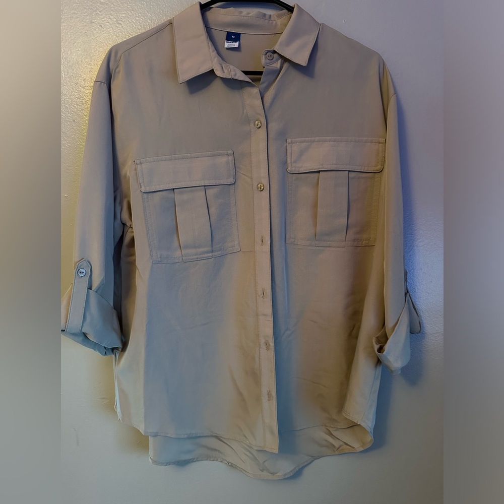Tan button up shirt